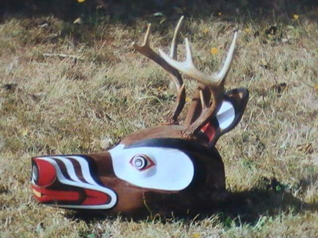 Deer headdress early carving stage